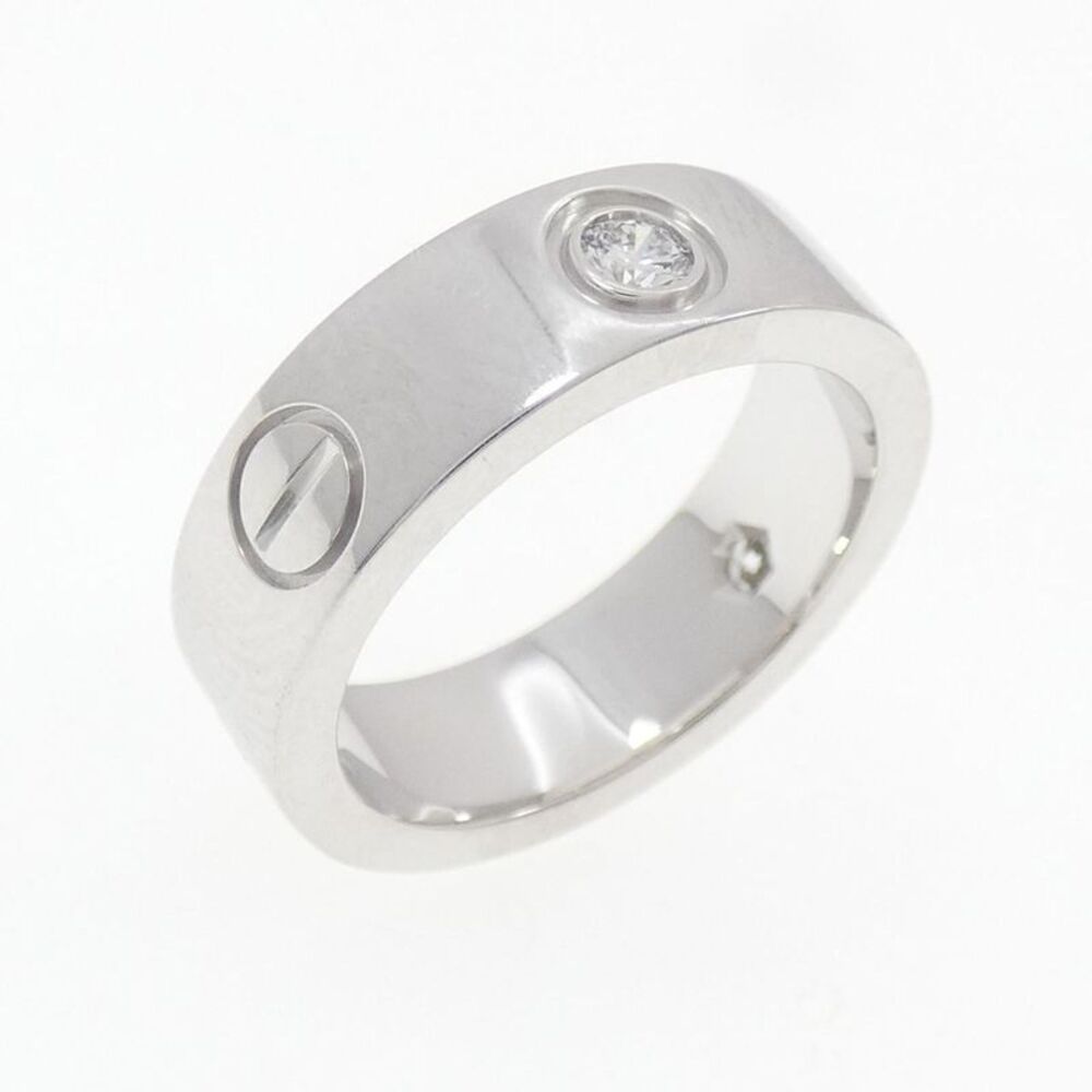 Cartier Love Half Diamond 750 White Gold Ring Size 8